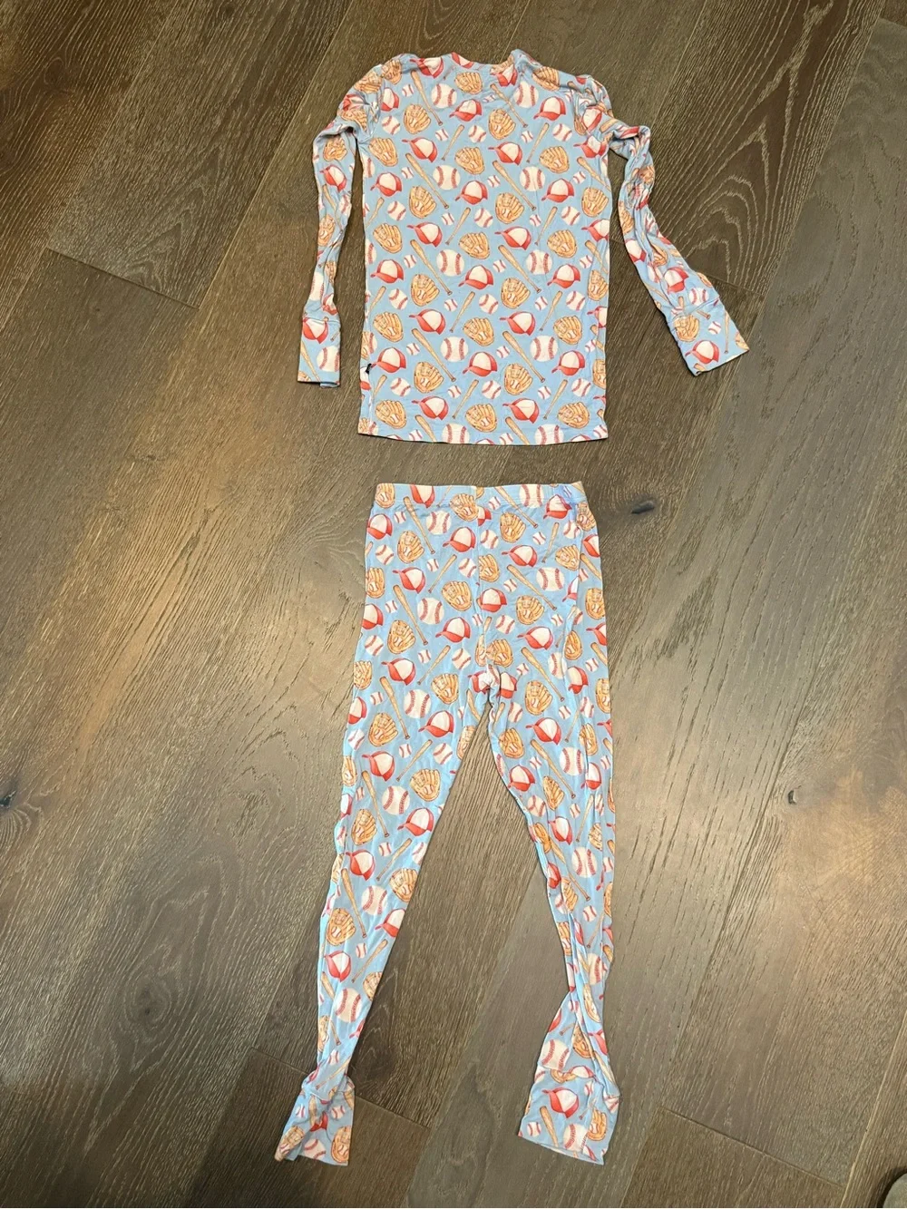 Children's Blue Baseball Print Bamboo Pajama Set